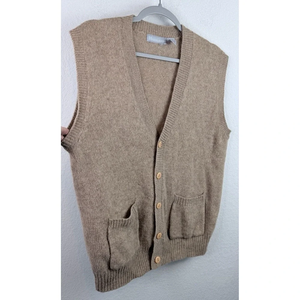Vtg Highland Shetland Wool Sweater Vest Mens L Brown Grandpacore Heritage Preppy